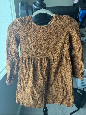 Little girls animal print corduroy dress